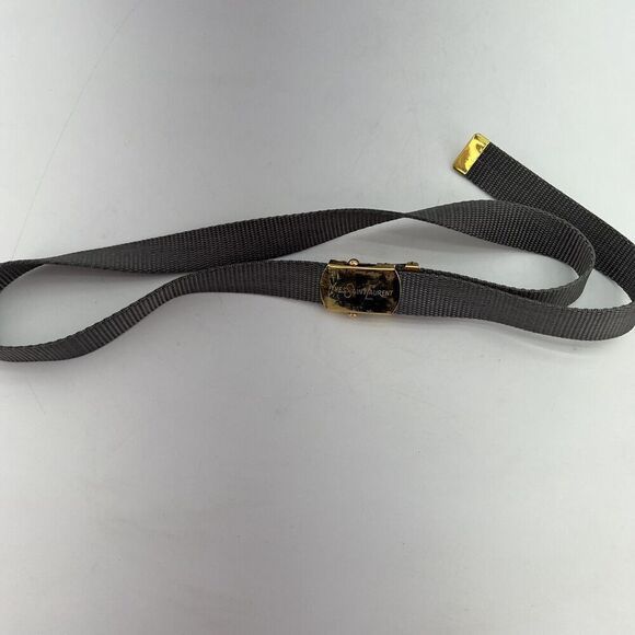 Yves Saint Laurent Gray Fabric Adjustable Belt - Picture 1 of 2